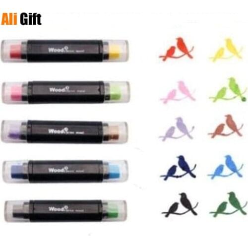 New 2021 Two-Tone Color Inks Two -Color Inkpad Pen DIY Stamp School Supply Child Gift Scrapbooking Stamps For Wedding
