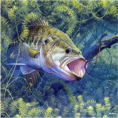 5d Full Square Diamond Painting Fish Mosaic Animal Handmade Gift DIY Diamond Embroidery Cross Stitch Lake Home Decor