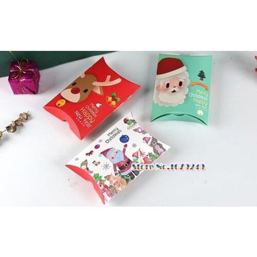 Christmas Pillow box for chocolate candy cookie,candy box, wedding party baby shower gift pillow packaging boxes 100pcs/Lot