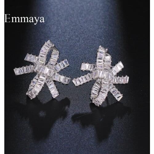 Emmaya Modern Style Two Color Earring Female Fashion Dress-Up Geometry Appearance With AAA Cubic Zircon Personality Jewlery Gift