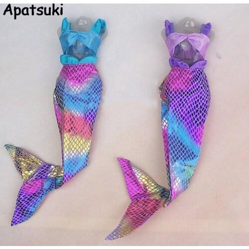 Fairy Tale Mermaid Outfit Sea Princess Costume Tops Bra Fishtail Clothes For Barbie Doll For 1/6 BJD Doll Kids Girl Toys Gift