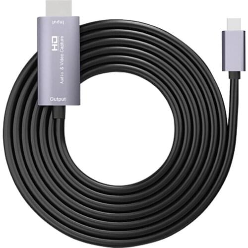 HDMI-Compatible to TYPE-C HD Audio and Video Capture Card Game Live Capture OBS Software Capture Card with Cable 2M