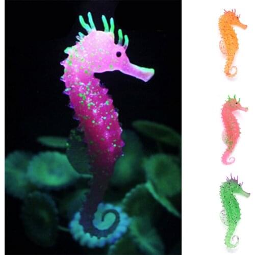 Luminous Seahorse Aquarium Ornament Glow In Dark Landscaping Silicone Sea Horse Glowing Fish Tank Decoration Hippocampus