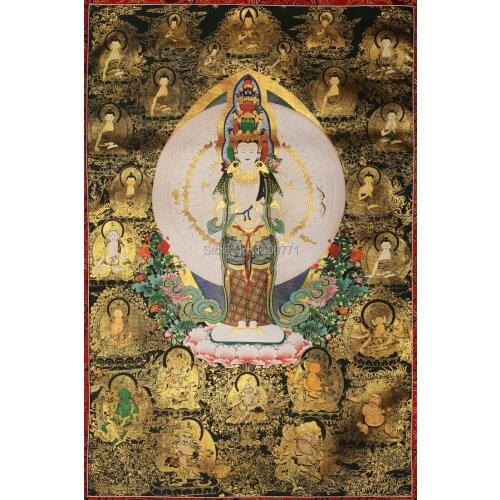 Tibetan Thangka painting imitation painted Avalokitesvara Nepal handmade Tibetan New Year paintings framed
