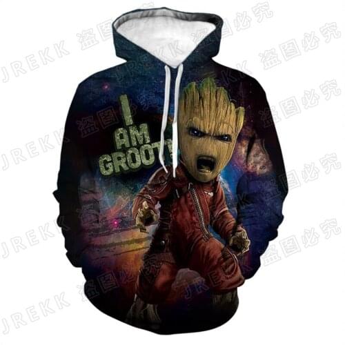 Mens Oversize Sweatshirt Fashion 3D Print Groot Cartoon Boy Girl Kids Hoodies Spring Cool Streetwear Women Pullover Clothes