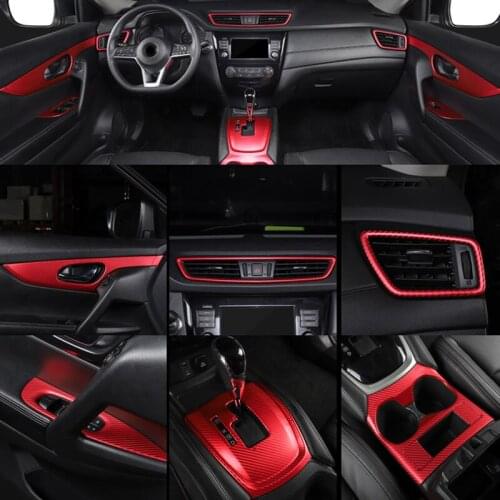 Carbon fiber pattern for Nissan Rogue 2014-2021 x-trail air outlet gear Water cup Window lift panel Decorative cover