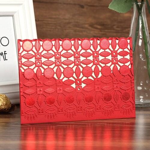 Gold Laser Cut Invitations Elegant Chinese Wedding Invitation Wedding Card Invitation Birthday Party Gift Greeting Cards 50pcs