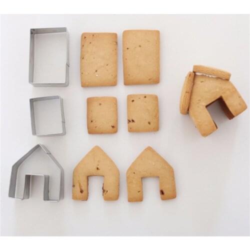 3Pcs Biscuit Cookie Cutter Christmas Gingerbread House Set Stainless Steel Cake Mold Fondant Sugarcraft Cake Decorating Tools 3