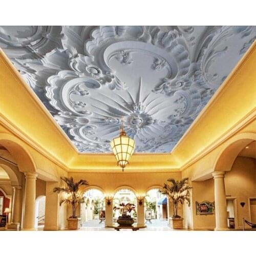 3D ceiling customize wall papers home decor 3d Gypsum board embossed European pattern ceiling wallpaper