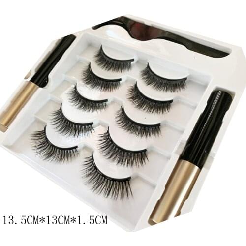 5 pairs 3D Magnetic Eyelashes Magnet Eyeliner Fake lashes Waterproof Liquid Long Lasting Eyelashes Set for Makeup Magnet Lashes