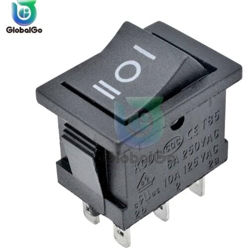 5pcs/Lot 6Pin DPDT ON-OFF-ON 3 Position Snap Boat Rocker Switch AC 6A/250V 10A/125V Power Button Switch Home Diy