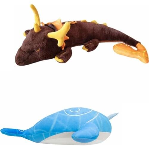 70cm Rock King Zhong Li Cosplay Game Genshin Impact Plush Doll Anime Soft Pillow Whale Dragon Stuffed Toy Halloween Props Gift