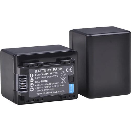 2-Pack BP-727 BP727 BP 727 Batteries for Canon Vixia HF R70, HF R72, HF R700 HFM50, HFM52, HFM500, HFR30, HFR32, HFR300, HFR40