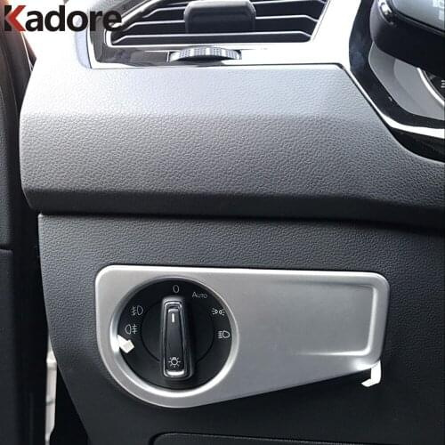 Car Interior Accesories For Volkswagen For VW Tiguan 2017 2018 2019 MK2 ABS Matte Headlight Switch Cover Trim Frame Sticker LHD