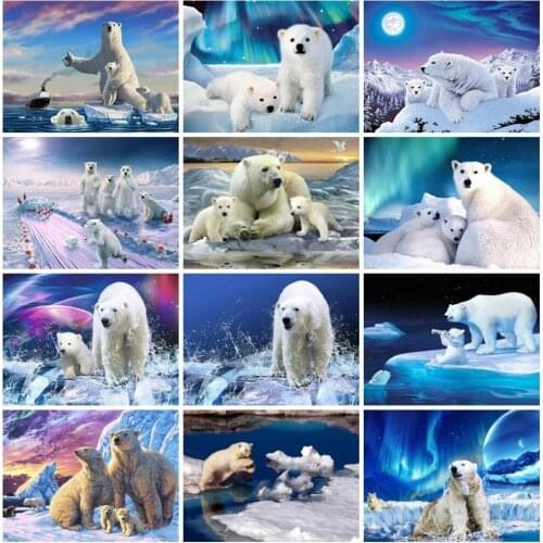 Polar Bear On Ice Diamond Embroidery 5D Home Decoration Cute Animals Diy Diamond Painting Full Square Round Rhinestone Mosaic
