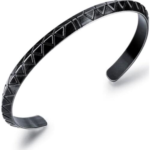 Stainless Steel Black Vintage Punk Rock Men Bangle Bracelet Jewelry Gift For Him