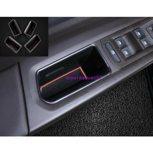 Black ABS Door Storage Box Organizer Holde Tirm For VW Teramont Atlas 2017-2018