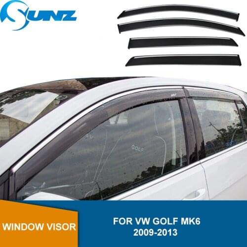 Side Window Deflectors For VW Golf Mk6 2009 2010 2011 2012 2013 Smoke Window Visor Sun Rain Deflector Guards Window Shield SUNZ