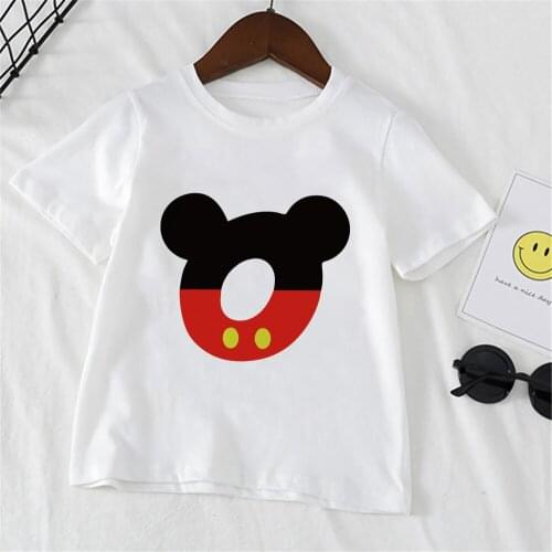 Disney Kids Tshirt Mickey Mouse Front Letter Print Girls T Shirt Summer Graphic O-Neck Children Tee Tops Dropship Kid Tshirts