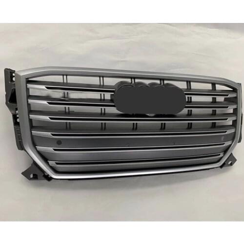 For SQ2 Style Front Sport Hex Mesh Hood Grill Chrome Gray for Audi Q2/SQ2 2017 2018 2019