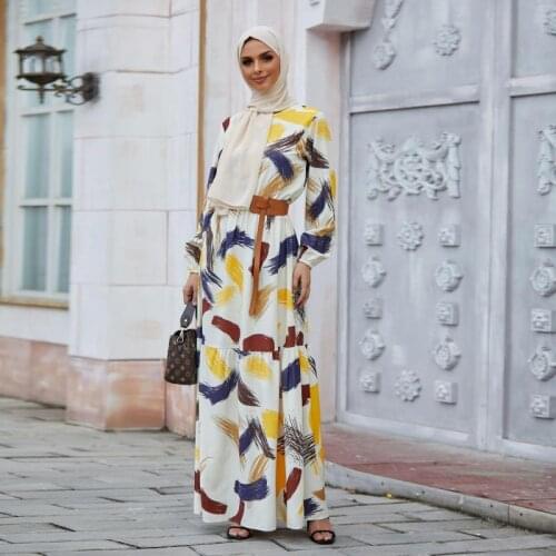 Women Muslim Long Dress Plus Size Printed Summer Refreshing Long Skirt Abaya Robe Dubai Kaftan Abayas Turkish Dresses