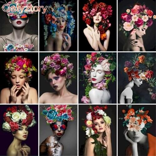 GATYZTORY 60×75cm Frame Flower Beauty Painting By Numbers Canvas Drawing Handpainted Kits Acrylic Paints Unique Gift Wall Decor