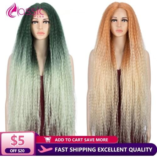 Synthetic Lace Front Wig For Black Women Kinky Straight Wigs 38 Inch Super Long Black Cosplay Wig Heat Resistant Classic Plus