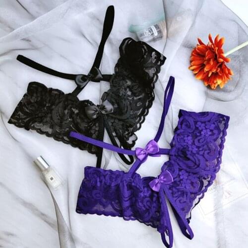 Lace Transparent Crotchless Underwear Women Sexy Lingerie Erotic Open Crotch Panties Underpants Lace Sexy G-String