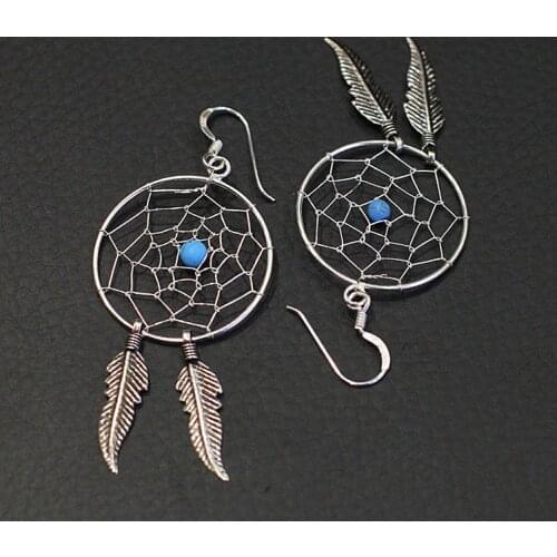2018 Sale Rushed Fashion Product Sold A Hoard Of Womens Personality Dreamcatcher Imported Pure Manual S925 Feather Earrings