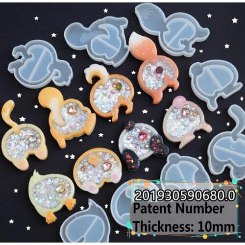 Kawaii Rabbit Cat Corgi Dog Ass Shape Shaker Charms DIY Resin Jewelry Tool Silicone Molds Panda Fox Duck Butt Keychains Pendant