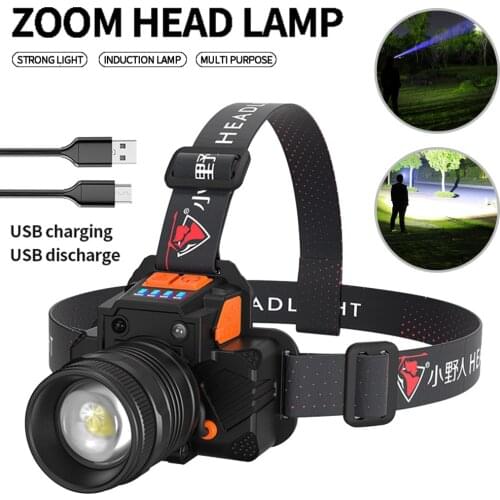 Powerful LED Headlight Sensor Head Light USB Rechargeable Headlamp Head Torch Waterproof for Camping Hiking