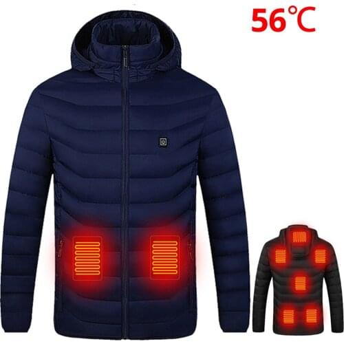 Winter USB Infrared Heating Jacket Men Motorcycle Jacket Electric Cotton Jacket Outdoor Coat For Riding Hiking Fishing S-4XL