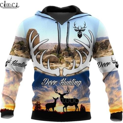 HX Newest Popular Animal Deer Hunting 3D Print Hoodie Men Women Tracksuit Autumn Long Sleeve Pullover Fashion Tops Drop Shipping