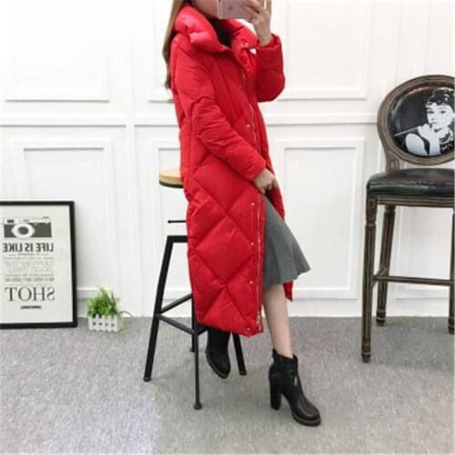 New Winter Womens Down Coats Long Down Parkas 90% White Duck Down Coats High Quality Female Long Down Coats Single Breasted 499