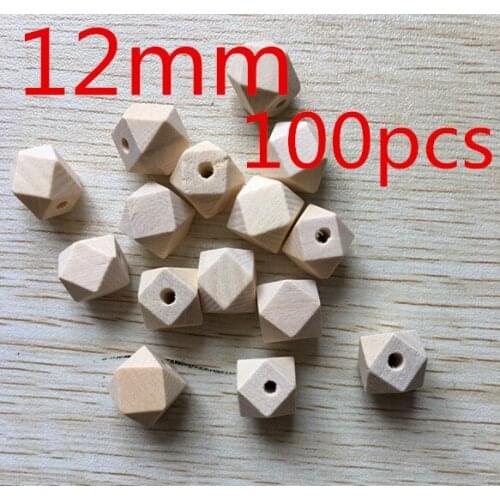 Wholesale12mm 100pcs/lot ( hole:3mm) chunky Faceted Natural Wooden Beads for necklace or bracelet making