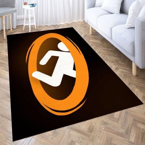 Portal Orange Carpet for Living Room 3D Anime Cartoon Rug Gamer Teen Room Bedside Lounge Rug Kids Children Floor Mats