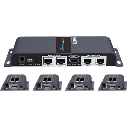 LKV714pro HDMI 1X4 extender Splitter over cat6/7 cable up to 40M with IR control(1 sender+4 receivers included)