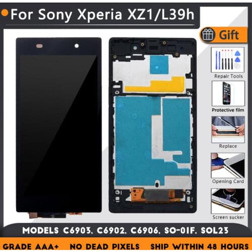 For Sony Xperia Z1 L39h C6903 C6902 C6906 SO-01F SOL23 LCD screen assembly with front case touch glass,With repair parts