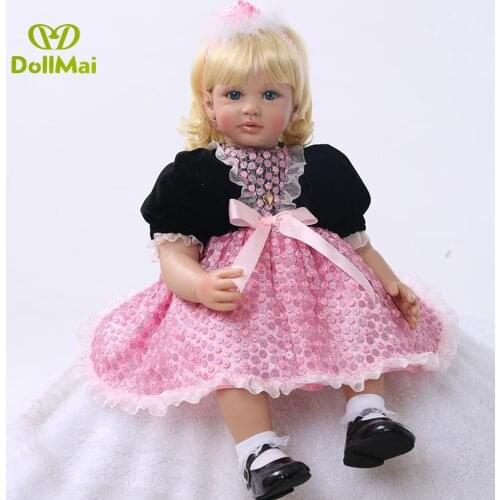 Blond hair girl bebes reborn 60CM vinyl silicone reborn babies dolls for kids toys princess dolls gift bonecas reborn