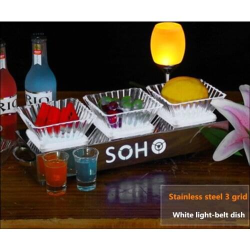 1 PCS Arthur Bar KTV Glowing Snack Tray Creative Snacks Snack Dish LED Charging Stainless Steel Fruit Tray