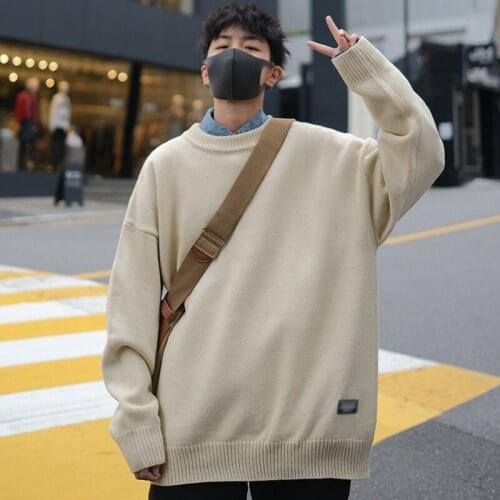 Autumn Winter Sweater Men Streetwear Loose Lazy Korean Fashion Thickened O-neck Oversize Couple Casual Mens Knitting Clothing