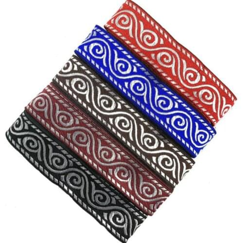 ZERZEEMOOY 33MM 10YARD/LOTS 5 Colors Woven Jacquard Ribbon Trims Geometric Pattern For Curtain And Clothing Accessory
