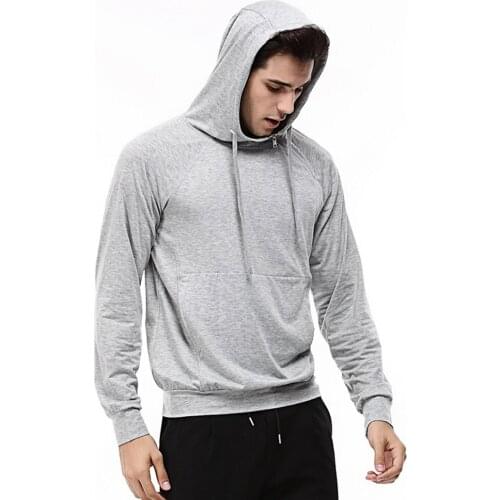 Hoodies Men 2020 New Spring and Autumn Mens Solid Color Hoodie Diagonal Zipper Slim Hip Hop Thin Long Sleeve Mens Hoodie