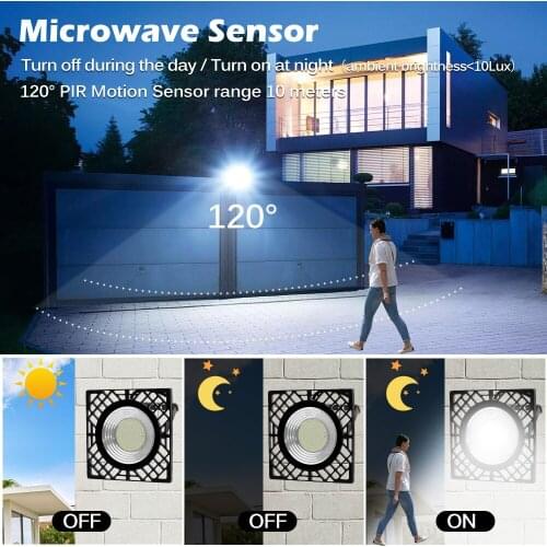 Outdoor LED Floods Light Microwave Sensor PIR Motion Lamp 50W Garden Street Lights