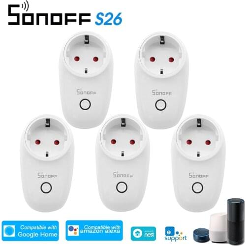 SONOFF S26 ITEAD Wifi Smart Socket Wireless Remote Control Charging Adapter Smart Home Power Sockets APP Control For Alexa