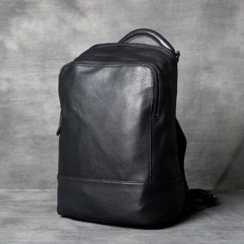 Vintage Oxhide Top Layer Cow Leather Shoulder Bag Handmade Head Leather Backpack Cowhide Lady Computer Bag