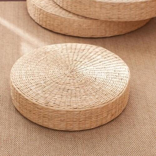Japanese Style Tatami Cushion Round Natural Straw Pillow Chair Cushion Seats Cushion Handmade Pillow Cushion Pad Mat Home Decor