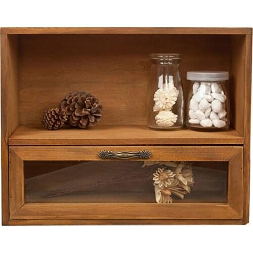 Drawer Container Holder Cosmetic Storage Box Makeup Organizer Rack Case Retro Creativity Creative Desktop Home Office Wooden