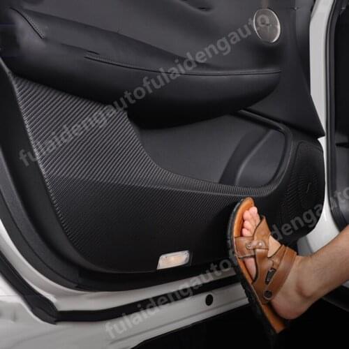 4pcs For Infiniti QX50 2019-2020 New Carbon fiber leather Door Anti Kick Pad Protective Trim cover Car Accessories