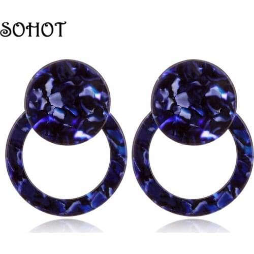 SOHOT 2018 New Hot Sale Vintage Women Hollow Round Acrylic Hoop Earrings Marble Texture For Thanksgiving Day Mother Trendy Gift